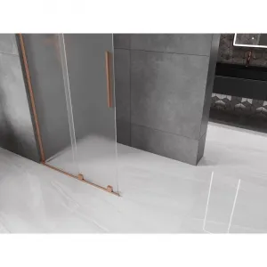 MEXEN/S - Velar L Sprchová zástena posuvná Walk-in 100 x 200, dekor 8 mm, meď kartáčovaná 871-100-003-33-65