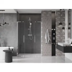 MEXEN/S - Velar L Duo posuvné sprchové dvere 140, transparent, chróm 871-140-003-02-01