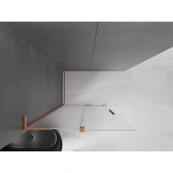 MEXEN/S - Velar L Sprchová zástena posuvná Walk-in 100 x 200, dekor 8 mm, meď kartáčovaná 871-100-003-33-65