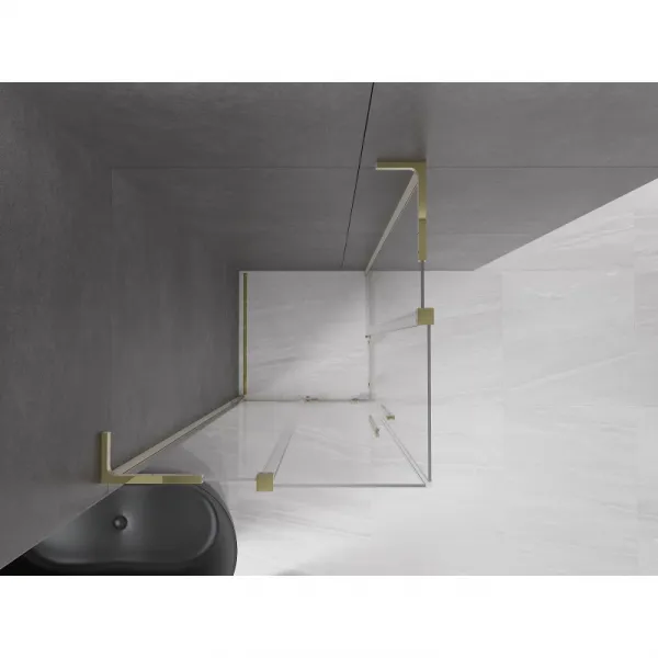MEXEN/S - Velar L Duo sprchovací kút, posuvné dvere 80 x 80, transparent, zlato 871-080-080-02-03-50