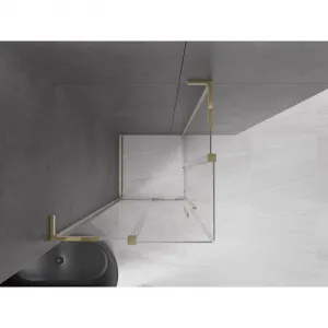 MEXEN/S - Velar L Duo sprchovací kút, posuvné dvere 80 x 80, transparent, zlato 871-080-080-02-03-50