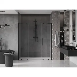 MEXEN/S - Velar L Duo posuvné sprchové dvere 200, transparent, čierna 871-200-003-02-70