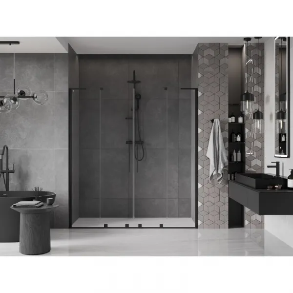 MEXEN/S - Velar L Duo posuvné sprchové dvere 200, transparent, čierna 871-200-003-02-70