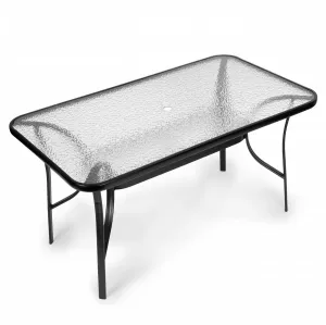 Sklenený záhradný stôl Vlna 140x80cm terasový balkónový stôl