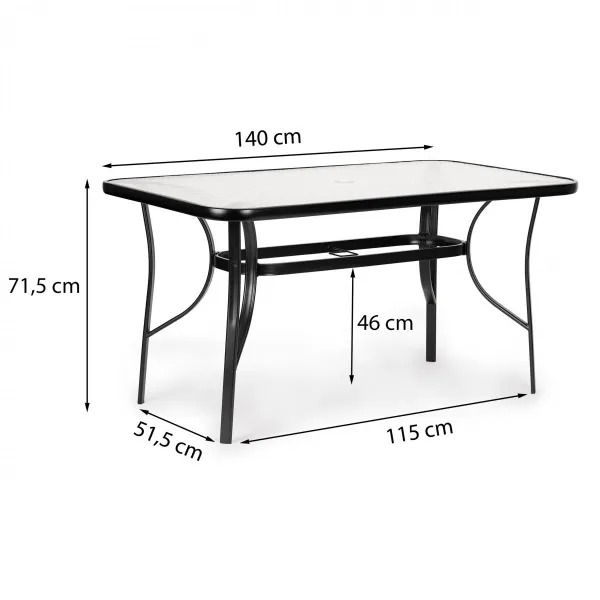 Sklenený záhradný stôl Vlna 140x80cm terasový balkónový stôl