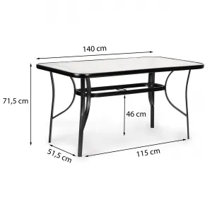 Sklenený záhradný stôl Vlna 140x80cm terasový balkónový stôl