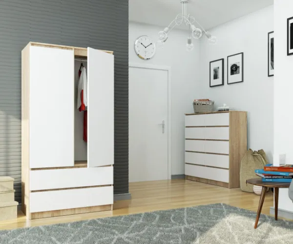 Ak furniture Šatníková skriňa Star 90 cm dub sonoma/biela