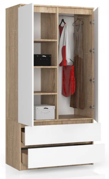 Ak furniture Šatníková skriňa Star 90 cm dub sonoma/biela