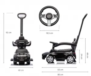 Detské odrážadlo s vodiacou tyčou MERCEDES C-Class Deluxe Milly Mally Black