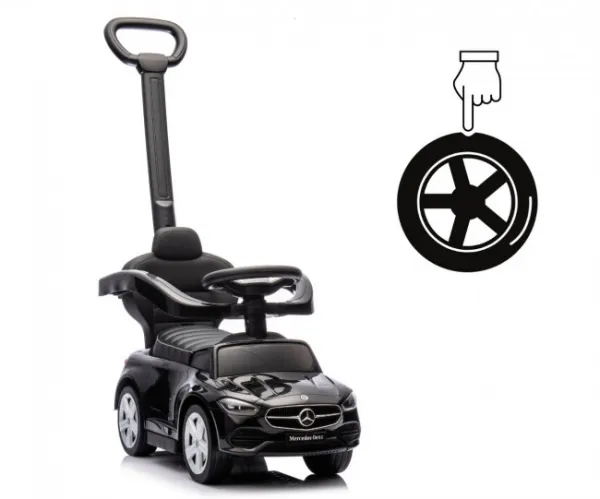Detské odrážadlo s vodiacou tyčou MERCEDES C-Class Deluxe Milly Mally Black