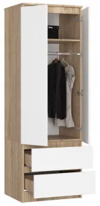 Ak furniture Šatníková skriňa Star 60 cm dub sonoma/biela