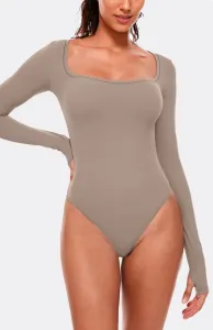 Legínovo Hnedé dámske body dlhý rukáv Veľkosť: M