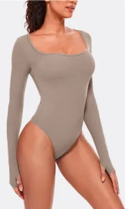 Legínovo Hnedé dámske body dlhý rukáv Veľkosť: M