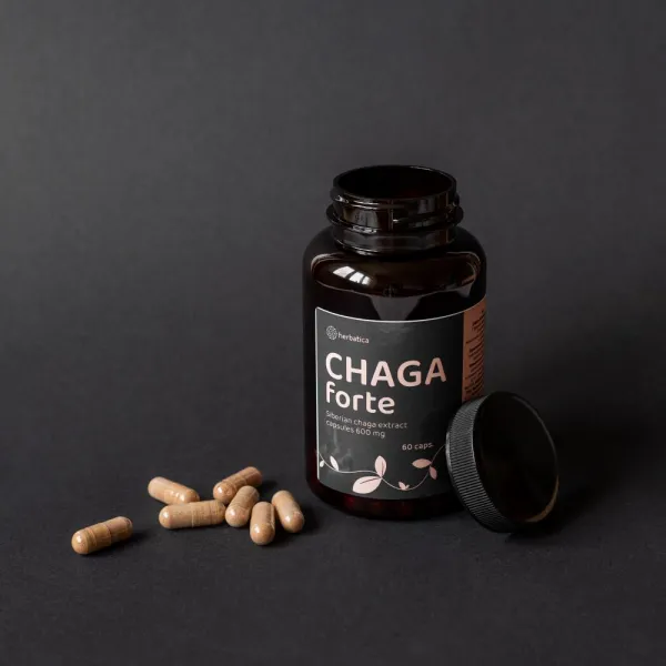 Čaga sibírska FORTE - 60 vegánskych kapsúl (600mg/ kapsula) - Herbatica
