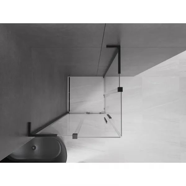 MEXEN/S - Velar L Duo sprchovací kút, posuvné dvere 90 x 90, transparent, čierna 871-090-090-02-03-70