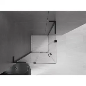 MEXEN/S - Velar L Duo sprchovací kút, posuvné dvere 90 x 90, transparent, čierna 871-090-090-02-03-70
