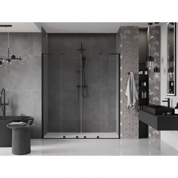MEXEN/S - Velar L Duo posuvné sprchové dvere 180, transparent, čierna 871-180-003-02-70