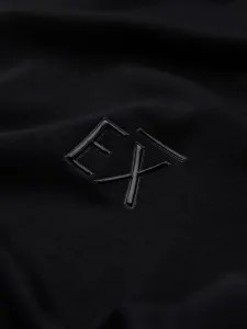 Pánske tričko s krátkym rukávom s V- výstrihom a s logom- čierne
