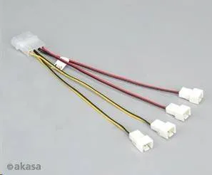 AKASA redukcia kábla Molex na 4x 3-pinový konektor ventilátora
