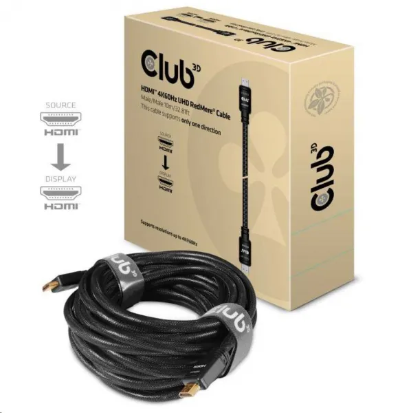 Kábel HDMI Club3D 2.0 aktívny, vysokorýchlostný 4K UHD, Redmere (M/M), 10 m