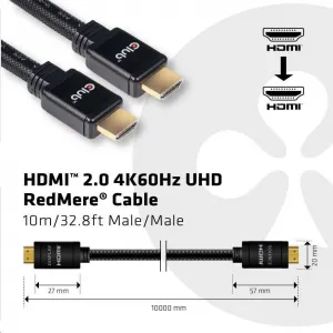Kábel HDMI Club3D 2.0 aktívny, vysokorýchlostný 4K UHD, Redmere (M/M), 10 m