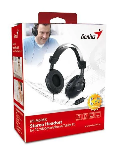 Genius HS-M505X, sluchátka s mikrofonem, černá, 3.5 mm jack