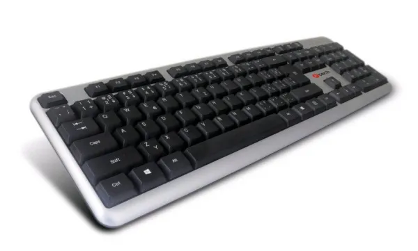 Klávesnice C-TECH KB-102 USB slim silver, CZ/SK
