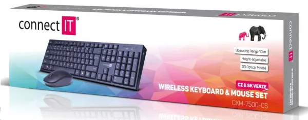 CONNECT IT Combo bezdrôtová čierna klávesnica + myš, CZ + SK rozloženie