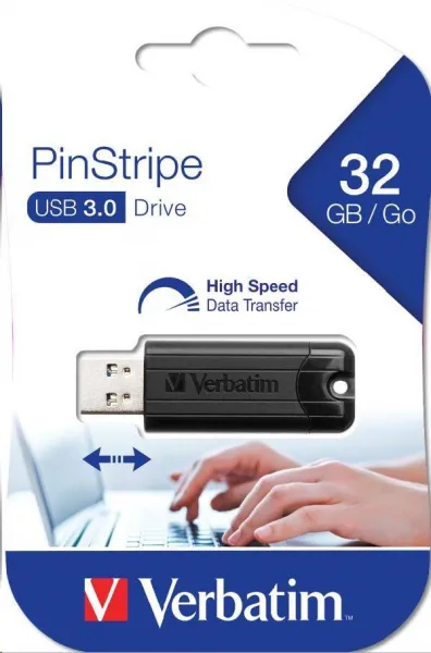 VERBATIM Flash Disk PinStripe USB 3.0, 32 GB - čierna