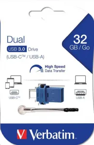 VERBATIM Flash disk 32 GB Store 'n' Go Dual Drive USB 3.0/USB Type-C, modrá
