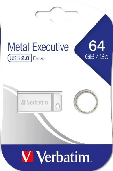 VERBATIM Flash Disk 64GB Metal Executive, USB 2.0, strieborná