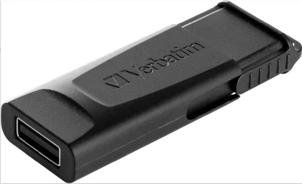 Verbatim USB flash disk, USB 2.0, 64GB, Slider, černý, 98698, USB A, s výsuvným konektorem