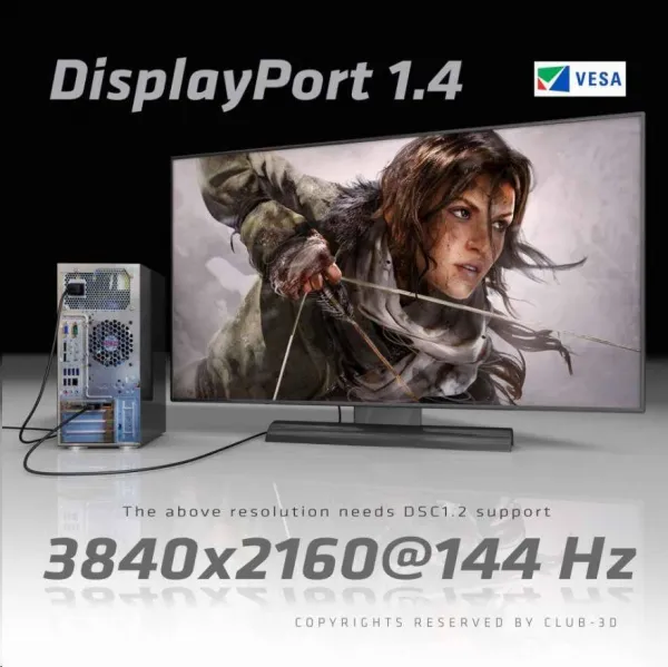 Club 3D Club3D Kabel certifikovaný DisplayPort 1.4, HBR3, 8K60Hz (M/M), 5m, 28 AWG