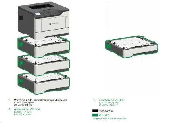 ČB tlačiareň LEXMARK MS823dn A4, 61 str./min, 512 MB, obojstranný tlač, USB 2.