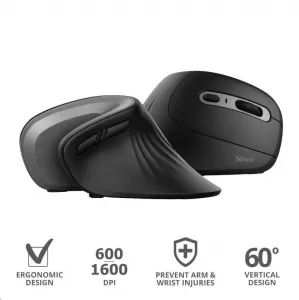 TRUST Verro Bezdrôtová ergonomická myš, čierna