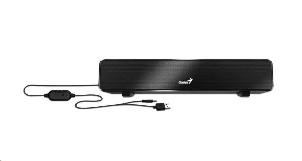 Genius SoundBar 100, 2.0, 6W, černý, regulace hlasitosti, stolní, 3,5 mm jack (USB), 110Hz-20kHz