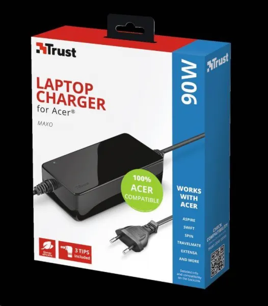 Napájací adaptér TRUST MAXO pre notebooky ACER 90 W, vrátane. koncové uzávery