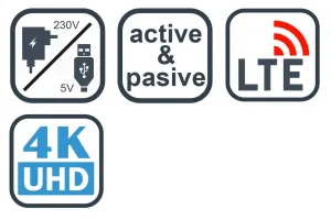 EVOLVEO Xany 5 LTE 230/5V, aktivní pokojová anténa DVB-T2, LTE filtr