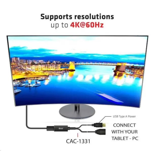 Club 3D Club3D Aktívny adaptér HDMI na DisplayPort 4K60Hz, M/F