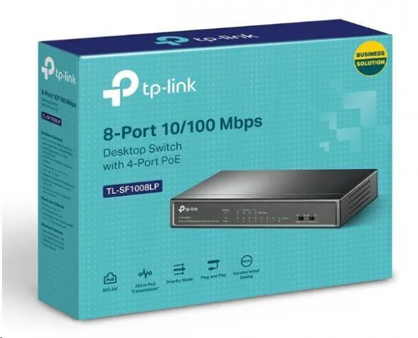 TP-Link switch TL-SF1008LP (8x100Mb/s, 4xPoE, 41W, fanless)