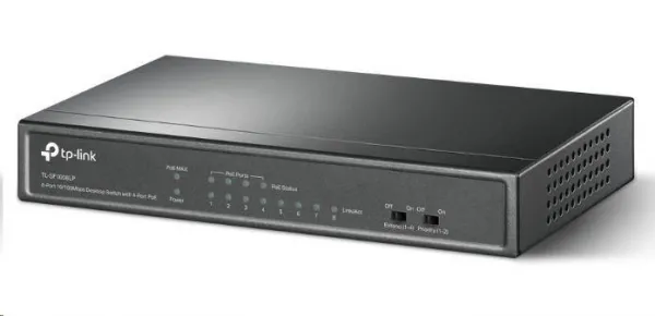 TP-Link switch TL-SF1008LP (8x100Mb/s, 4xPoE, 41W, fanless)