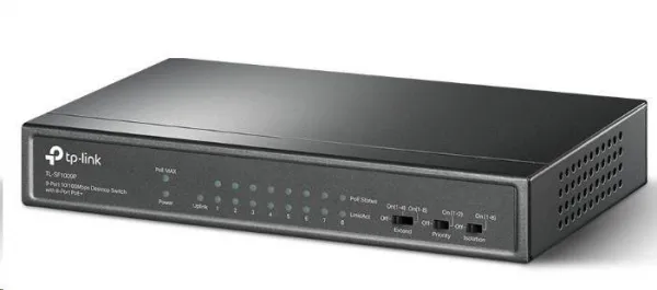 TP-Link CCTV switch TL-SF1009P (8x100Mb/s, 1x100Mb/s uplink, 8xPoE+, 65W, fanless)