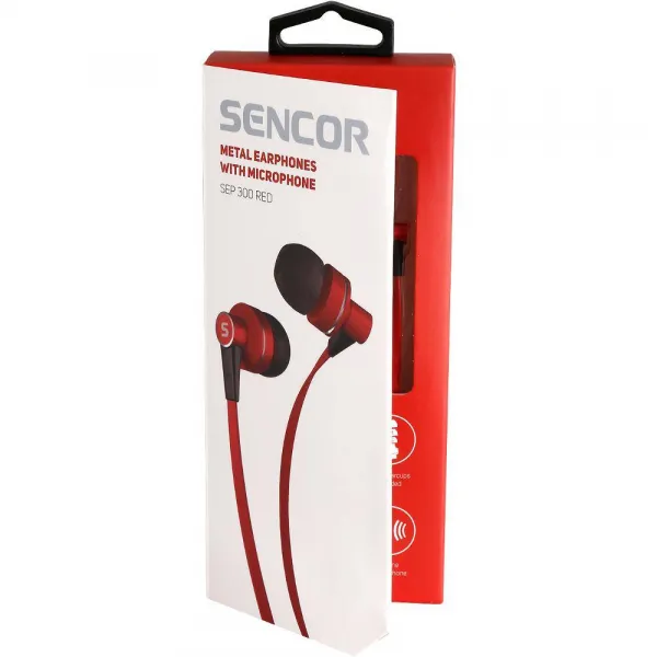 SEP 300 MIC RED  MET slúchadlá SENCOR