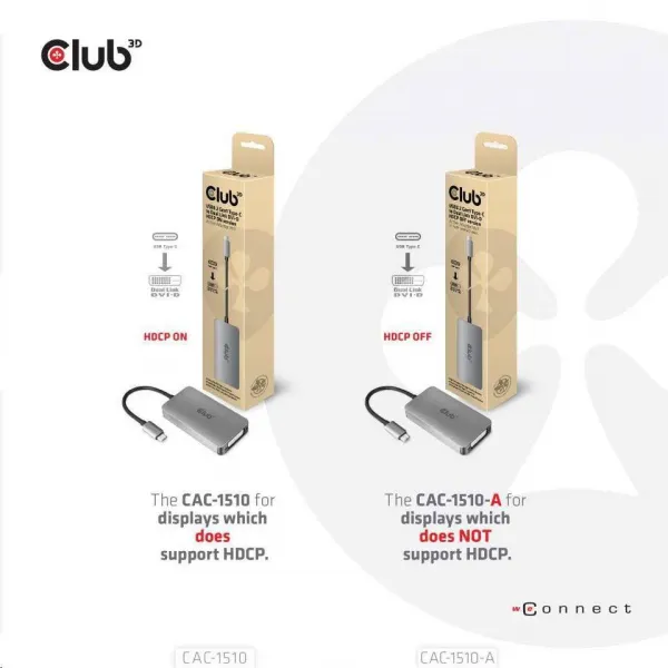 Club 3D Aktívny USB adaptér Club3D 3.2 Dvojlinkové prepojenie DVI-D typu C 4K30Hz pre Apple Cinema Display, HDCP vypnuté