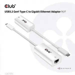 Club 3D Aktívny USB adaptér Club3D 3.2 Typ C na LAN (Gigabit Ethernet - 1Gb), 20 cm