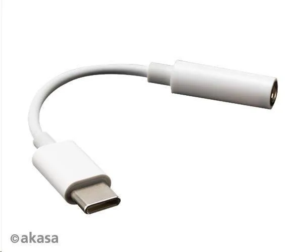 AKASA USB Type-C na 3.adaptér na 5 mm konektor slúchadiel, 10 cm, biely
