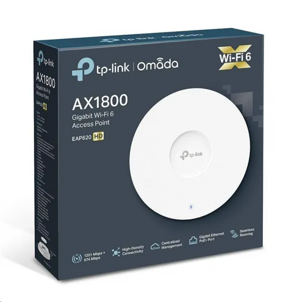 TP-Link EAP620 HD V3.20 OMADA WiFi6 AP (AX1800,2,4GHz/5GHz,1xGbELAN,1xPoE-in)