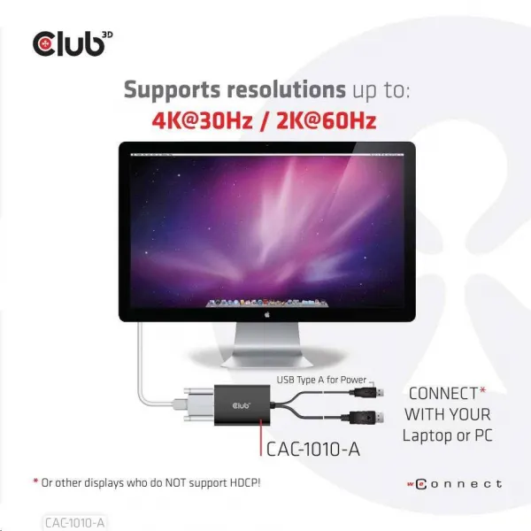 Club 3D Club3D Adaptér aktivní DisplayPort na Dual Link DVI-D, USB napájení, 60cm, HDCP off, pro Apple Cinema displeje