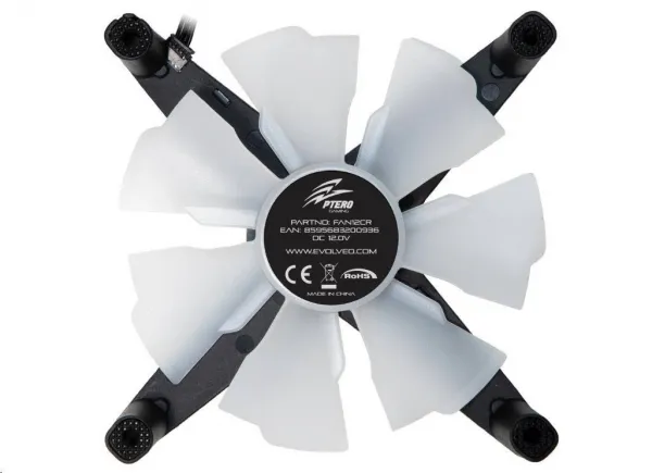 EVOLVEO Ptero 12CR, PWM, 4pin, LED červená, 12V ventilátor 120mm