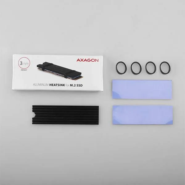 AXAGON CLR-M2L3, hliníkový pasívny chladič pre M.2 2280 SSD, výška 3 mm